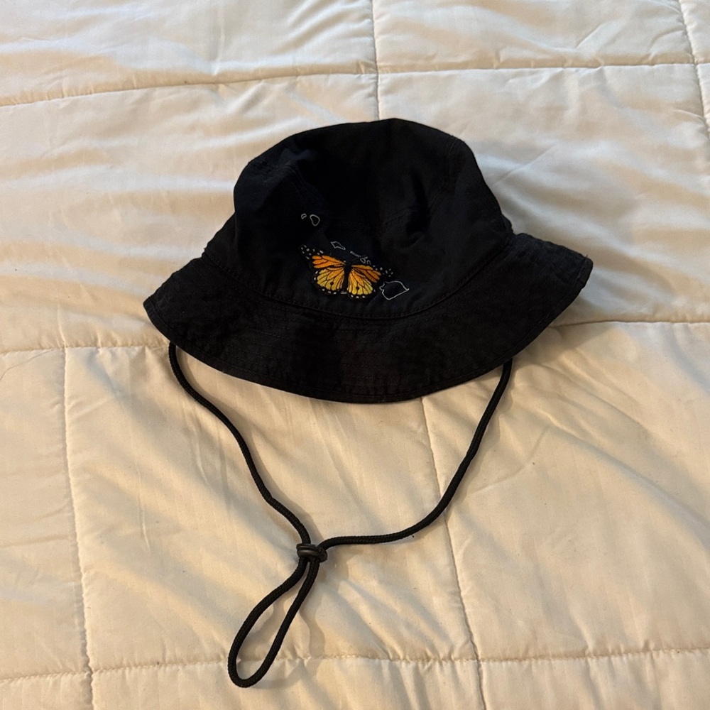 Black Bucket Hat with DIY Butterfly Design